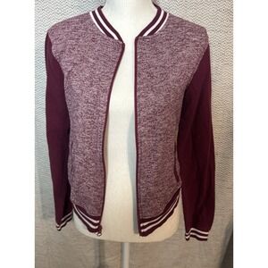 SO Maroon Zip Varsity Sweater Jacket Junior's Large